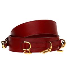 Chloe Ring Bag Strap. No Letter Attached) Maroon Bag Strap From Chlo. Made Of Leather. Enriched By Gold-Tone Brass Rings (Must Purchase Letters Separately To Formed Into A Logo). Features Carabiner Clasps. Leather Brass Width: 4cm Elegant Travel Bag Strap With Detachable Handle, Elegant Detachable Handle Bag Strap For Travel, Elegant Crossbody Bag Strap With Gold-tone Hardware, Luxury Gold Bag Strap For Everyday Use, Elegant Rectangular Bag Strap With Metal Hardware, Red Bags With Gold-tone Hardware For Everyday Luxury, Luxury Bag Strap With Detachable Handle For Everyday, Luxury Bag Strap With Detachable Handle For Travel, Elegant Red Shoulder Bag With Brass Hardware