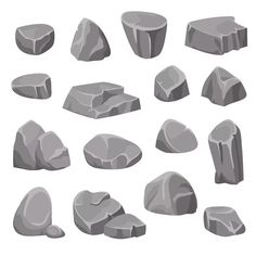 rocks and boulders set on white background - miscellaneous objects / objects clippings for design