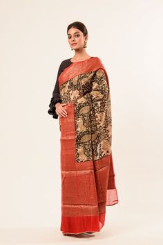 Elevate your ethnic elegance with our exquisite Black Kalamkari Saree in cotton silk. Featuring a striking red border, this saree reflects traditional craftsmanship and modern style. Cotton Silk Saree, Kalamkari Saree, Red Border, Silk Sari, Cotton Silk, Silk Saree, Silk Sarees, Modern Style, Shop Now