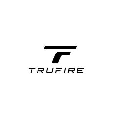 a black and white logo with the word truffire on it's side