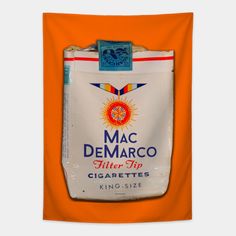 Mac DeMarco Vintage Cigarette Pack -- Choose from our vast selection of tapestries to match with your desired size to make the perfect custom tapestry. Pick your favorite: Movies, TV Shows, Art, and so much more! Available in small, medium, large. Perfect for decorations in apartments, bedrooms, and dorm rooms. Mac Demarco, Tapestry Design, Custom Tapestry, Apartments Bedrooms, Dorm Rooms, The Selection, Favorite Movies, Tv Shows, Mac