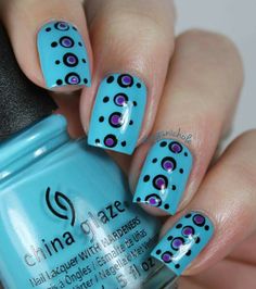 Blue Dot Nail Art Designs, Nail Designs Bling, Dot Nails, Cute Nail Colors, Nail Art Diy Easy, Summer Gel Nails, Dot Nail Art, Nice Nails, Polka Dot Nails