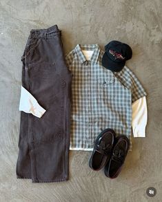 Check Shirt Outfit, Wardrobe Men, Fall Flannel, Dope Fits, Fall 24