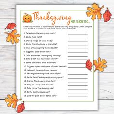 a printable thanksgiving turkey to do list with leaves and pumpkins on the side