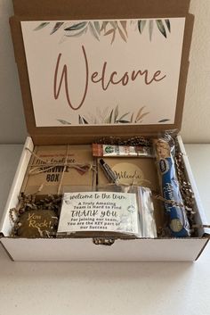 the welcome box is packed with various items