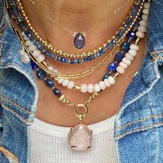 Boho Fashion Outfits, Lapis Jewelry, Beaded Jewelry Necklaces, Lapis Necklace, Lapis Lazuli Necklace, Lapis Lazuli Gemstone, Bead Necklaces, Multi Layer Necklace, Stone Beaded Necklace