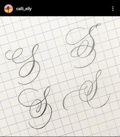 some type of calligraphy on a sheet of paper with the letter s in cursive writing