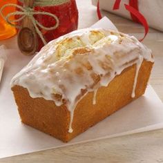 a loaf of bread sitting on top of a white paper