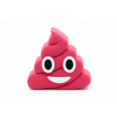 a pink poop shaped object with big eyes