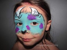 Sully Face Paint, Descendants Face Paint, Disney Character Face Paint, Disney Face Painting Ideas, Sully Makeup Monsters Inc, Sully Makeup, Face Paint Disney