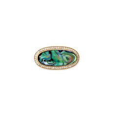 Details Original price $5,625.00 14k yellow gold pave diamond oval abalone ring Handmade in USA Size 6.75 Abalone Ring, Abalone Jewelry, Finger Bracelets, Trinity Ring, Special Ring, Mini Hoop Earrings, Gold Diamond Necklace, Gold Diamond Earrings, Butterfly Jewelry