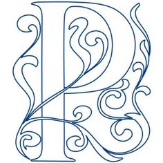 the letter p is made up of swirly lines and scrolls on it's sides