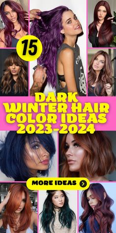 15 Dark and Sultry Winter Hair Color Ideas for 2023-2024 - thepinkgoose.com Chocolate Purple Hair Color, Purple Hair For Dark Hair, Hair Color Ideas For Deep Winter, Trendy Hair Colour 2024, Winter Hair Color Ideas 2023, Winter Hair Colors 2023, Hair Color Winter 2023, Hair Color 2024 Trends Brunette, 2024 Hair Colour Trend