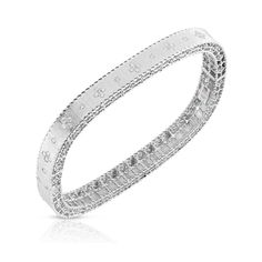 Roberto Coin Satin Finish Slim Bangle with Fleur de Lis Diamonds Roberto Coin Jewelry, Flush Set Diamond, White Gold Bangle, Princess Collection, Diamond Bangles Bracelet, Roberto Coin, Princess Diamond, Diamond Bangle, The Princess