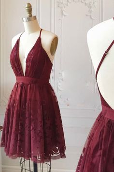 Maroon Homecoming Dress, Grey Evening Dresses, Simple Lace, Mini Homecoming Dresses, Dress Homecoming, Short Homecoming Dress, Short Prom Dress, Short Prom, Homecoming Dresses Short