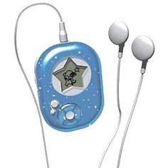 an mp3 player with headphones attached to it's ear and the star on top