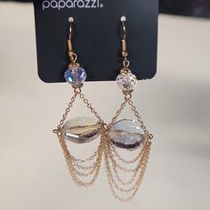 Nwt Paparazzi Ethereally Extravagant Gold Earrings Length- 4 1/2" Diy Wind Chimes, Earring Designs, Paparazzi Jewelry, Style Earrings, Earrings Color, Designer Earrings, Stone Jewelry, Wind Chimes, Gold Earrings