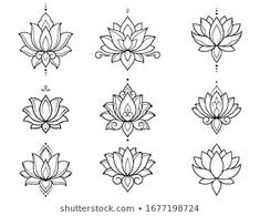 lotus flower icons set on white background