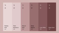 an image of the different shades of pinks and purples in each color scheme