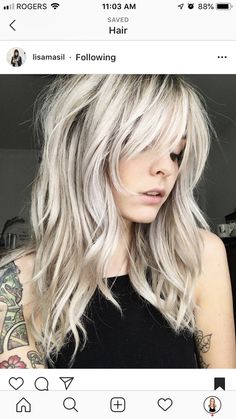 Medium Length With Curtain Bangs And Layers, Women Hair Layers, Medium Length Lots Of Layers, Long Blonde Hair With Short Layers, Side Part Choppy Layers, Rocker Chic Haircut, Feminine Shag Haircut, Long Shag Haircut For Fine Hair, Edgy Medium Haircuts For Fine Hair