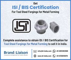 an advertisement for metal forming products with the words isti / bis certificate on it