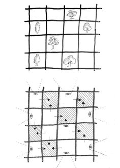 the diagram shows how to draw squares with different lines and shapes, including leaves on them