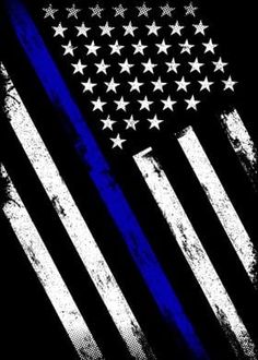 an american flag with the thin blue line in the center and stars on it's side