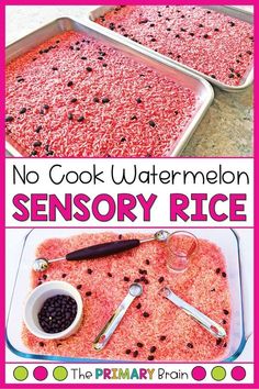 no cook watermelon sensory rice recipe for toddlers to learn how to use it