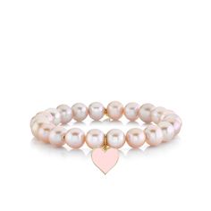 Pink Heart-shaped Beaded Bracelets With Charms, Pink Pearl Jewelry With Heart Charm, Elegant Pink Beaded Bracelet With Heart Charm, Pearl Jewelry With Heart Charm And Round Beads, Pink Pearl Charm Jewelry For Valentine's Day, Pink Pearl Jewelry With 8mm Beads, Pink 8mm Bead Jewelry For Valentine's Day, Valentine's Day Jewelry With Pearl Charm, Valentine's Day Pink Jewelry With Pearl Charm