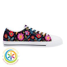 Add a pop of happiness to your outfits with Happy Floral Ladies Low Top Canvas Shoes! With a colorful floral design, these shoes will elevate your style and make you feel happy all day long. Perfect for any occasion, you'll love the flowers galore and the fun colors. (And trust us, your outfit will thank you!) We create Fun & Funky! Wear-resistant rubber soles white low-top canvas shoes High-quality canvas upper & cotton lining for a comfortable & breathable fit, and easy care Removable EVA padd Pink Floral Print Sneakers For Summer, Trendy Floral Print Sneakers For Spring, Floral Print Textile Lace-up Sneakers, Floral Print Textile Sneakers For Spring, Spring Floral Print Sneakers With Round Toe, Floral Print Round Toe Sneakers For Spring, Spring Floral Print Round Toe Sneakers, Trendy Floral Print Sneakers With Round Toe, Trendy White Sneakers With Floral Print