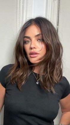 Bob Haircuts For Women Dark Hair, Layered Bob Hairstyles Dark Hair, Lucy Hale Mid Length Hair, Should Length Shag Hair, Lob With Round Face, Medium Length Bob Thick Hair, Haircuts After Breakup, C Shape Haircut Medium, Light Brown Shaggy Hair