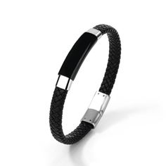 Crafted from high-quality genuine leather and black-plated stainless steel, the Midnight Edge Bracelet combines modern design with exceptional durability. Featuring a sleek black-plated stainless steel centerpiece and a braided black leather band, this bracelet offers a contemporary and sophisticated look. Measuring approximately 8.5mm in width and 8.0 inches in length, it ensures a comfortable and secure fit. Ideal for both everyday wear and special occasions, the Midnight Edge Bracelet adds a Braided Leather Bracelet, Unisex Bracelets, The Midnight, Fashion Jewelry Earrings, Braided Bracelets, Braided Leather, Leather Band, Bracelets For Men, Handcrafted Jewelry