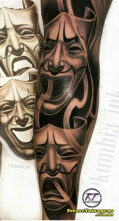 a man's arm with some masks on it