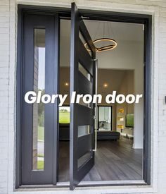 an open door with the words glory iron door on it