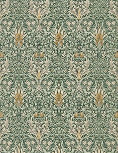 an ornate wallpaper pattern in green and gold