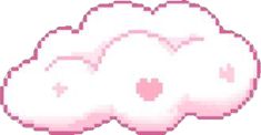 a pixelated image of a pink cloud with hearts on it's back side