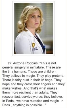 an image of a woman in white lab coat with words describing the role of dr arizona robinns