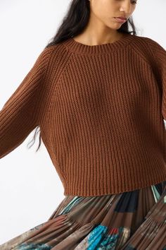 Cotton Salla Sweater in Brown | Rachel Comey • Oroboro Store • Luxury Boutique • New York, NY Denim Short Jumpsuit, Icon Clothing, Icon Shoes, Fall Denim, Iconic Dresses, Chunky Knit Sweater, Rachel Comey, Fall Shoes, Chunky Knits Sweater