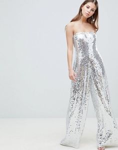 13 Sequin Jumpsuits for Catching Saturday Night Fever | Brit + Co Hawaii Fancy Dress, Silver Jumpsuits, Glitter Jumpsuit, Disco Jumpsuit, Sparkly Jumpsuit, Bandeau Jumpsuit, Tube Jumpsuit