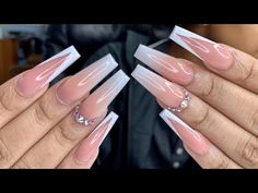 Acrylic Nails Nude, French Tip Acrylic Nails, Ombre Nail Designs, Unique Acrylic Nails, Bling Acrylic Nails, Summer Acrylic Nails