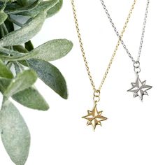 These stunning and delicate sterling silver Moravian Star jewelry pieces are some of our absolute favorites! This jewelry features a gorgeous Moravian star on either a sterling silver (.925) 20" chain or sterling silver (.925) ear hooks.  Gold items are 14k gold plated over Sterling Silver. Stars on the earrings (measuring 12mm x 15mm) are slightly smaller than the necklace (15mm x 17mm). Special packaging in photos is not included, and this listing is for your choice of either the necklace or earrings, but not both (though they may be purchased separately).  Be sure to care for your jewelry with a regular sterling silver cleaning routine. Celestial Star-shaped Sterling Silver Jewelry, Celestial Star-shaped Silver Jewelry, Celestial Star Jewelry For Gifts, Star-shaped Celestial Jewelry Gift, Celestial Star-shaped Jewelry Gift, Silver Star-shaped Dainty Jewelry, Silver Star Of David Charm Jewelry, Celestial Star-shaped Jewelry With Compass Design, Everyday Star Charm Jewelry