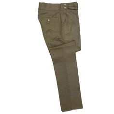 A must-have style in every man’s wardrobe, you will never look boring again with these solid trousers in olive green. Elegantly made with high quality craftsmanship in a straight fit, flat-front style from premium quality cotton, these trousers feature a button and zip closure with a wide waistband with two extended fastening tabs. This pair of men's pants is perfect for work and everyday wear, business meetings, parties, gala dinners or summer weddings. Buy it for yourself, or gift it to a loved one for an anniversary, holiday, birthday or just because. Actual colors may vary. This is due to computer monitors displaying colors differently and everyone can see these colors differently. ABOUT: • Brand: Chiragh • Color: Olive green • Features: Four pockets, cummerbund-style waistband • Fit: Tailored Green Dress Pants With Pockets, Green Slim Fit Trousers, Military Style Straight Khaki Pants, Military Style Straight Khaki Bottoms, Military Style Khaki Straight Pants, Khaki Military Straight Pants, Tailored Green Dress Pants With Welt Pockets, Green Tailored Dress Pants With Welt Pockets, Green Dress Pants With Welt Pockets For Business Casual