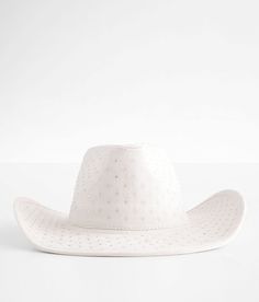 Fame Accessories Glitz Cowboy Hat - White , Women's Ivory Faux suede rhinestone structured hat Interior cinch tie band 3 1/2 brim One size fits most. 80% Polyester 20% Rhinestone. Machine wash cold. Do not bleach. Do not tumble dry. Iron low. Do not dry clean. Apparel & Accessories > Clothing Accessories > Hats Wide Brim Hat With Rhinestones, Decorated Cowboy Hats, Cowboy Hat Women, Cowboy Hats Women, Buckle Bunny, Light Grey Leggings, Western Dance, Western Vibes, The Fame