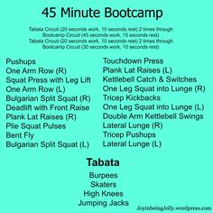 a blue poster with the words, 45 minute bootcamp and instructions for how to use it