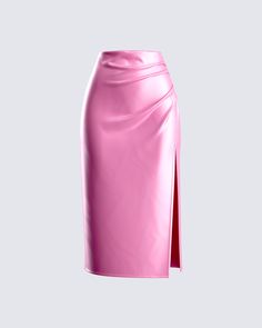 Glam things up in this pink satin midi skirt ﻿💖 Whether it's a girl's night out, or a date night - this skirt will cover you in sleekness. Crafted from luxurious Satin charmeuse fabric, this show-stopping skirt features a flattering slit and an invisible zipper closure 😚 Pink Satin Midi Skirt, Rok Midi, Fashion Collection Inspiration, Satin Clothes, Pink Midi Skirt, Pink Satin Dress, Charmeuse Fabric, Best Friend Outfits, Orange Outfit