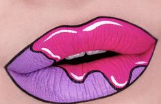 Lip Designs Art, Lipstick Creative, Flawless Makeup Look, Cakey Makeup, Pop Art Lips, Lip Art Makeup, Pop Art Makeup, Flawless Base, Lipstick Designs