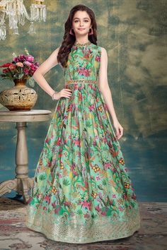 Green Silk Floral Gown, Girls' Evening Wear, Stunning Party Dresses, Floral Print Gown, Silk Fabric, Green Color Dress, Women's Formal Wear, Elegant Gowns, Girl's Special Occasion Dress, Luxury Fashion, Floral Pattern, Silk Gown for Girls, Party Wear Dresses, Women's Clothing Online, Girl's Fashion Trends, Beautiful Gowns, Floral Printed Dress, Silk Evening Gown, Green Dress for Girls,Occasion Wear, Silk Floral Gown, Girls' Fashion, Green Silk Gown, Wedding Guest Dress. Gown Party Wear, Gowns For Girls, Zari Work, Work Design, Green Silk, The Mirror, Floral Printed, Pattern Making, Party Wear