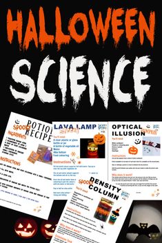 halloween science flyer with pumpkins and jack - o'- lanternes on it