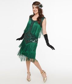 Green Beaded Fringe Flapper Dress 1920s Beaded Fringe Fitted Flapper Dress, Fitted Vintage Dress With Beaded Fringe, Vintage Beaded Fringe Summer Dress, Vintage Beaded Fringe Flapper Dress, Vintage Black Flapper Dress With Beaded Fringe, Fringe Flapper Dress, Beaded Fringe, Vintage Bride, Halloween Cosplay