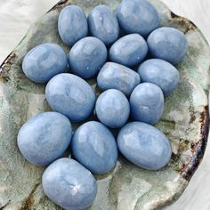 You will receive ONE Angelite Tumbled Stone, intuitively chosen at random. Please note that each crystal is unique and has its own unique colors and patterns. These weigh approximately 26 grams. Purchase digital download of Angelite crystal information card here: https://www.etsy.com/listing/1343753286 Please be sure to follow us on Instagram and Facebook for inventory updates: Instagram @enclave.gems Facebook: https://www.facebook.com/thebeadncrystal -Disclaimer- All metaphysical crystal inform Angelite Crystal, Supplements Packaging, Meditation Tools, Glamour Nails, Gemstone Meanings, Cup Art, Energy Crystals